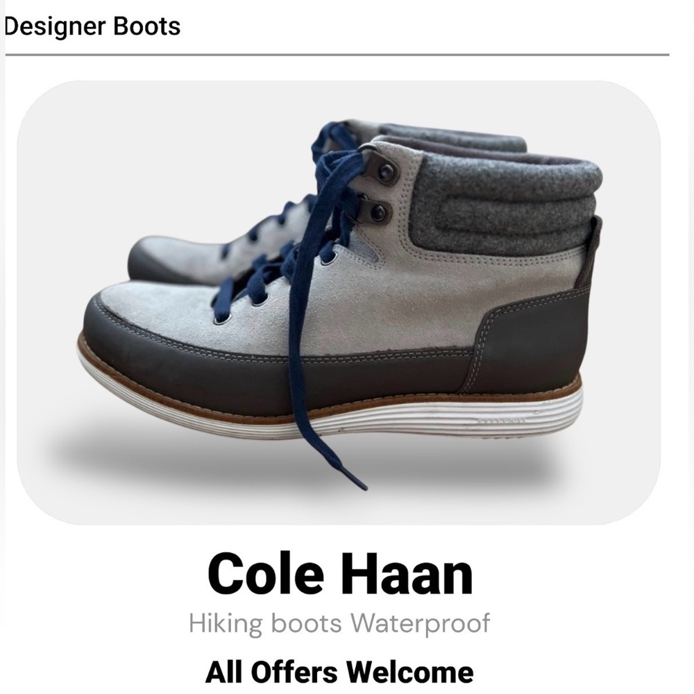 Cole Haan leather Grand Zerogrand Waterproof Explore Hiker Boots suede Gorpcore